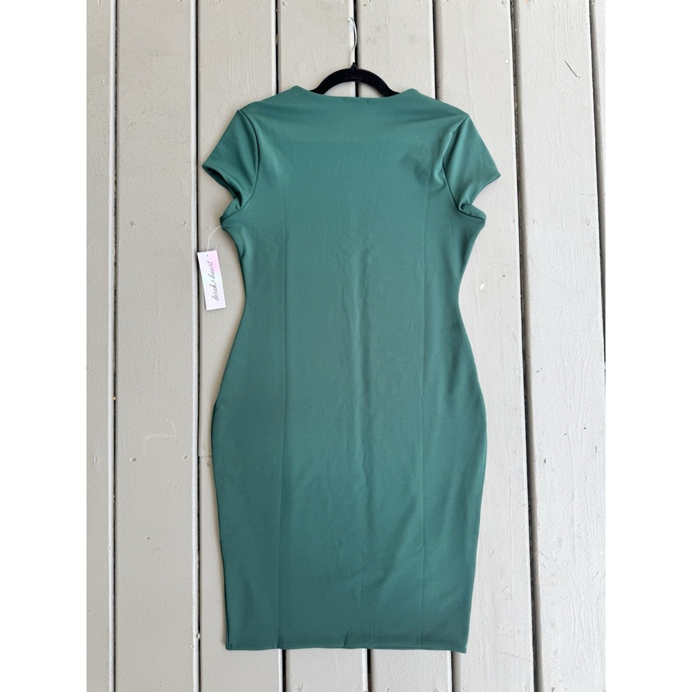 Derek‎ Heart Women's Bodycon Green Short Sleeve Forest Fairy Party Dress L NWT - Picture 4 of 4